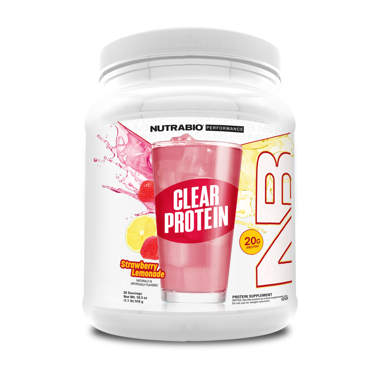 NutraBio Clear Whey Protein Isolate - Strawberry Lemonade