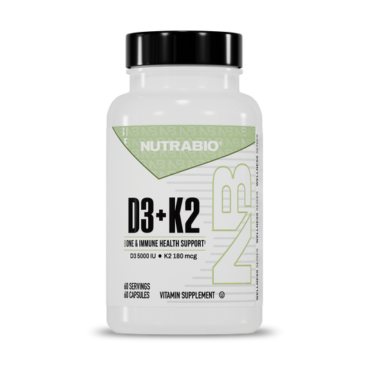 NutraBio Vitamin D3 + K2 (60 Capsules)