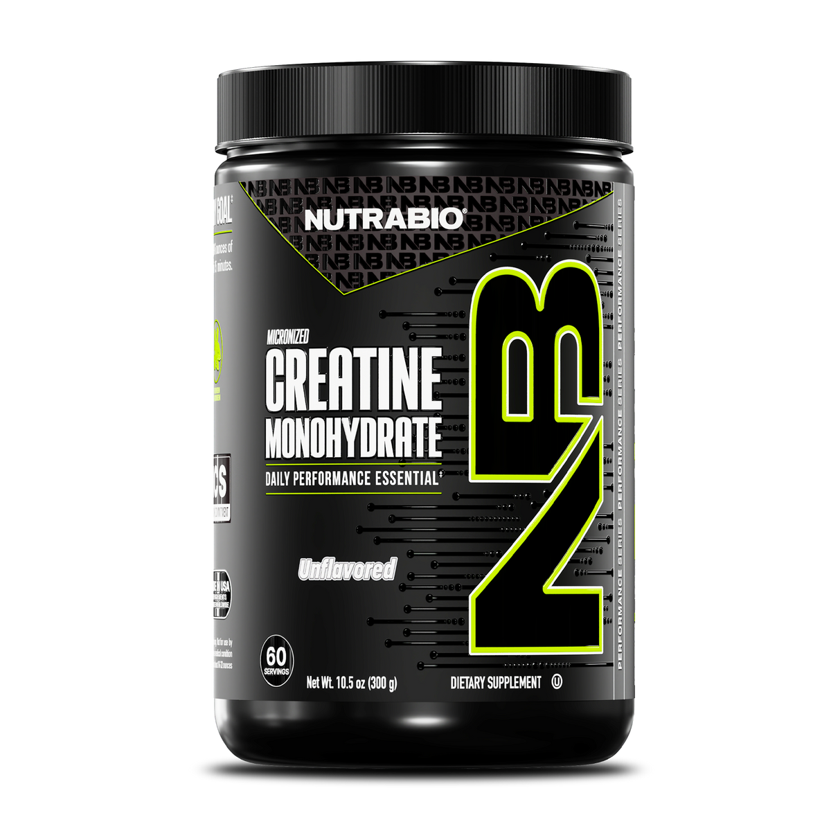 NutraBio Creatine Monohydrate (Unflavored) - 60 Servings