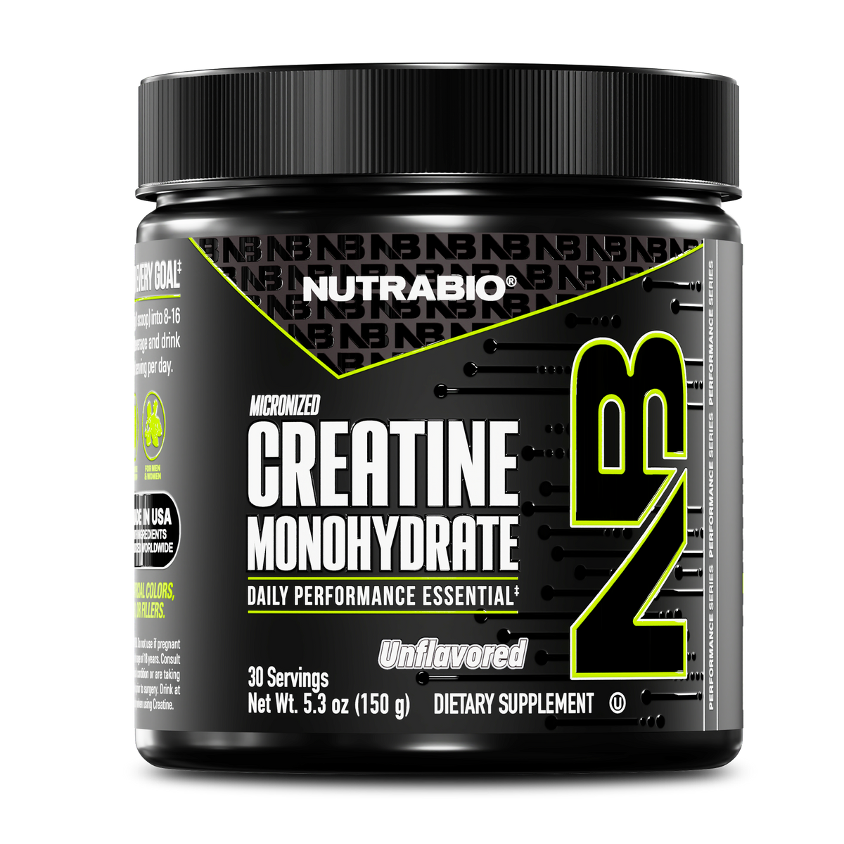 NutraBio Creatine Monohydrate (Unflavored) - 30 Servings