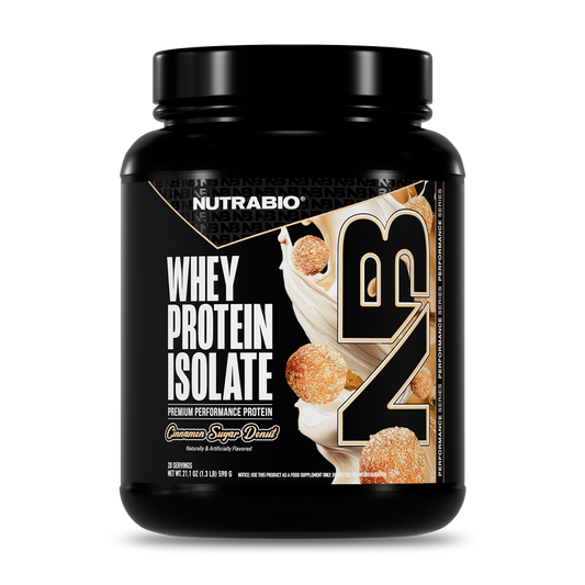 NutraBio 100% Whey Protein Isolate (20 Servings) - Cinnamon Sugar Donut