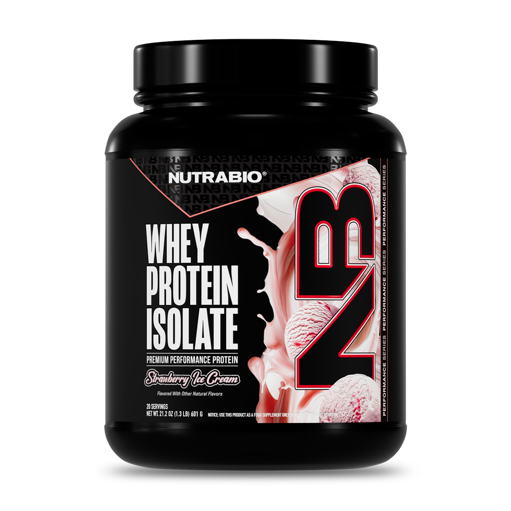 NutraBio 100% Whey Protein Isolate (20 Servings) - Strawberry Ice Cream