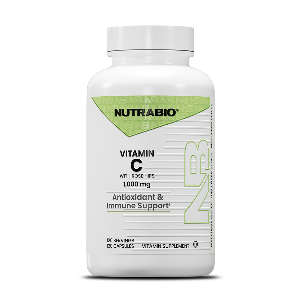 NutraBio Vitamin C 1000mg with Rose Hips (120 Servings)