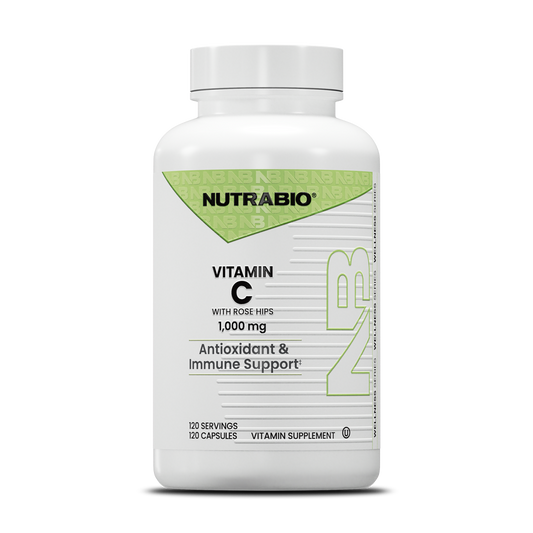 NutraBio Vitamin C 1000mg with Rose Hips (120 Servings)