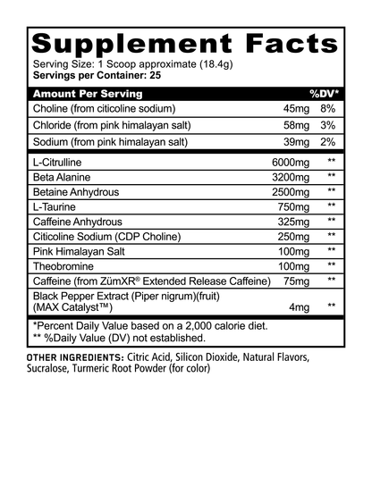 Panda Supps Pando Pre-Workout - Sour Robo Belts supplement facts / back label