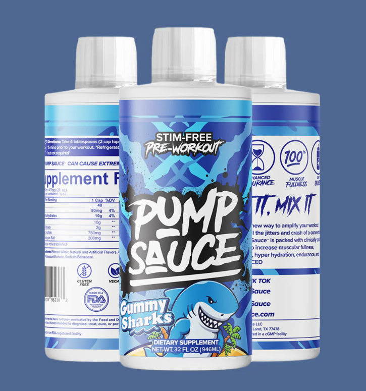 Pump Sauce Liquid Stim-Free Pre-Workout - Gummy Shark flavor